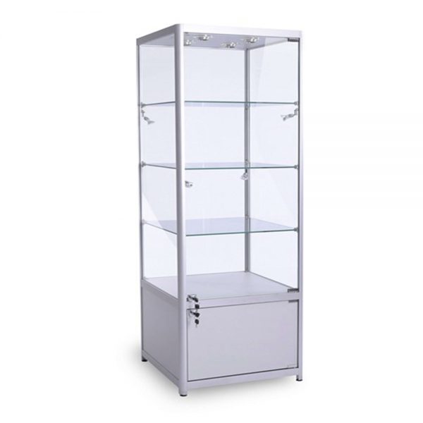 square aluminium display cabinet