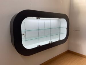 Curved wall display cabinet with led lights