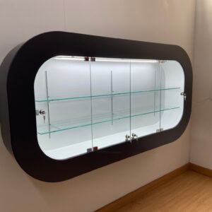 Curved wall display cabinet with led lights