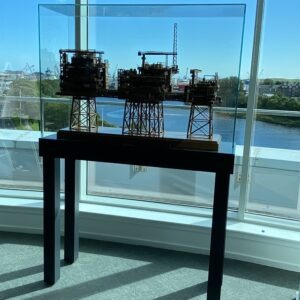 Glass UV Bonded Display Pedestals , UV Bonded model and Sword Display Cases.